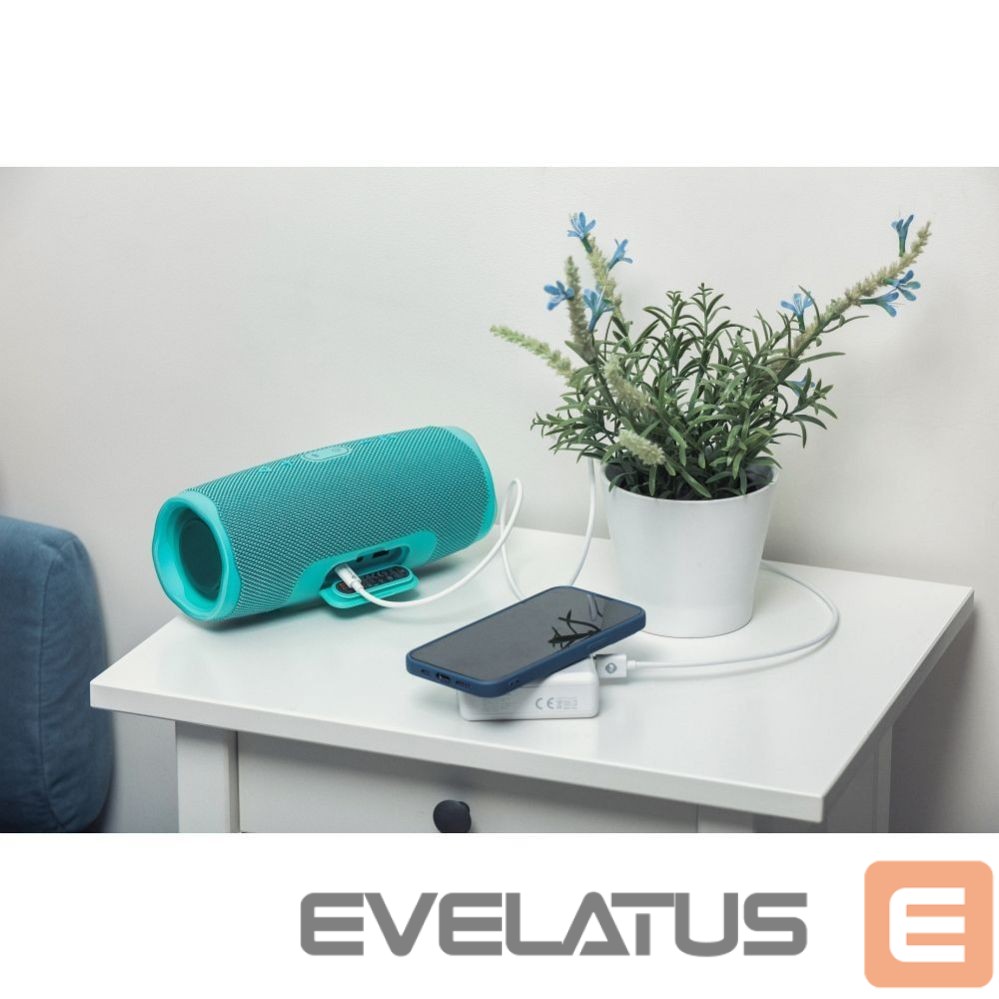 Adapteris Forcell Multifunction charger Forcell F-Energy 4in1 2 x USB A + USB C 15W + power bank 8000mAh + wireless charging white