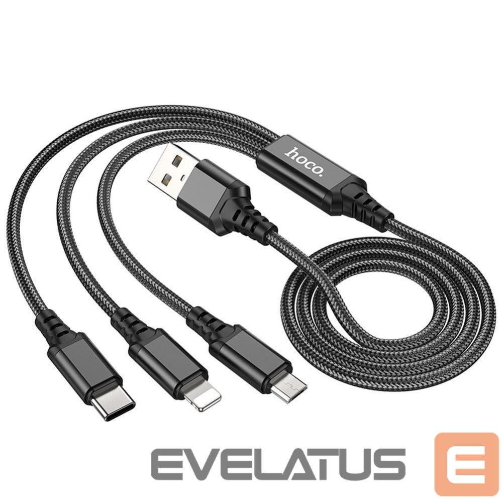 Kabelis Hoco Cable 3in1 USB A to Lightning / Micro USB / USB C Hoco 2A 1 m X76 black