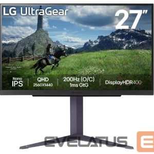 Monitors LG  LCD Monitor||27"|Panel IPS|2560x1440|16:9|180Hz|1 ms|Pivot|Height adjustable|Tilt|Colour Black|27GS85Q-B 