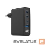Lādēšanas ierīces un kabeļi Gembird  CHARGER USB 100W 4PORT GAN/TA-UC-PDQC100LCD-01-BK 