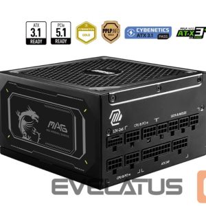 Barošanas bloks MSI  Power Supply||MAG A1000GL PCIE5 II|ATX 3.1|1000 Watts|Efficiency 80 PLUS GOLD|PFC Active|MAGA1000GLPCIE5II 