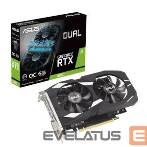Grafiskās karte / Video kartes Asus  Graphics Card||NVIDIA GeForce RTX 3050|6 GB|GDDR6|96 bit|PCIE 4.0 16x|Dual Slot Fansink|1xDVI-D|1xHDMI|1xDisplayPort|DUAL-RTX3050-O6G 