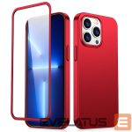 Aizmugurējais vāciņš Joyroom - Joyroom 360 Full Case front and back cover for iPhone 13 Pro Max + tempered glass screen protector red (JR-BP928 red) 