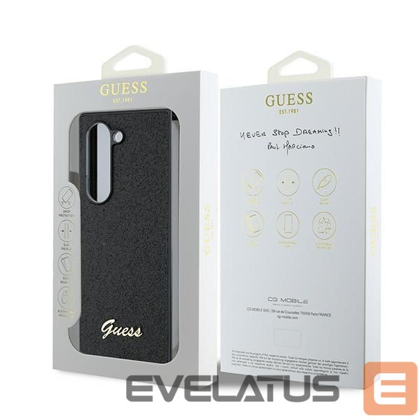 Aizmugurējais vāciņš Guess Guess 4G Glitter Script Case for Samsung Galaxy Z Fold 6 - Black