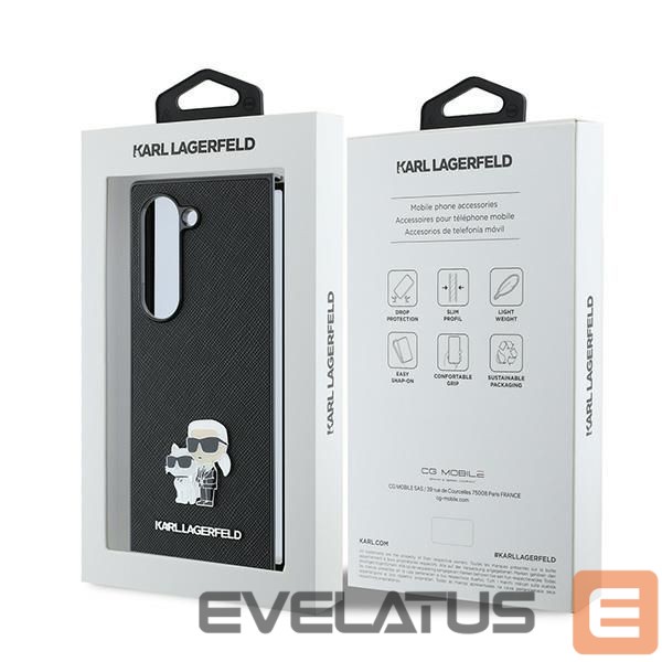 Aizmugurējais vāciņš Karl Lagerfeld Karl Lagerfeld Saffiano Metal Pin Case for Samsung Galaxy Z Fold 6 - Black