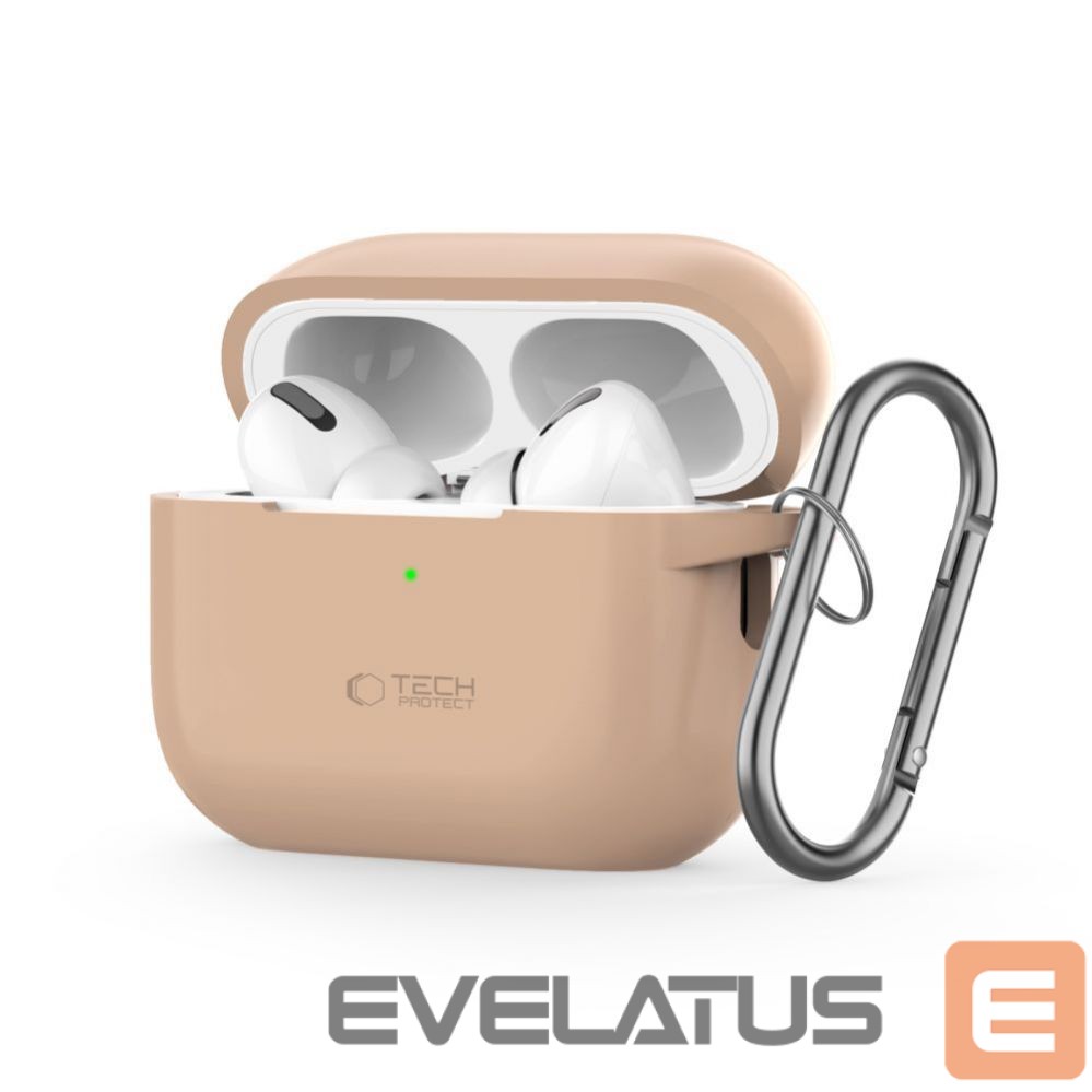 Cits mobilo telefonu aksesuārs Tech-Protect Tech-Protect Silicone Hook Case for Apple AirPods Pro 1 / 2 - Beige
