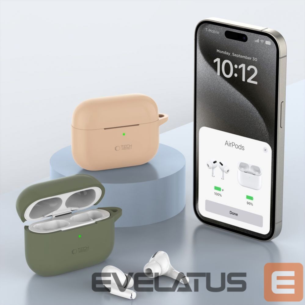 Cits mobilo telefonu aksesuārs Tech-Protect Tech-Protect Silicone Hook Case for Apple AirPods Pro 1 / 2 - Beige