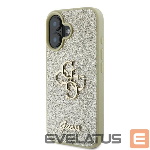 Aizmugurējais vāciņš Guess Guess Fixed Glitter Big 4G Case for iPhone 16 Plus - Gold