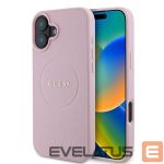 Aizmugurējais vāciņš Guess  Guess Grained Gold Ring MagSafe iPhone 16 Plus Case - Pink