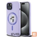 Aizmugurējais vāciņš Karl Lagerfeld  Karl Lagerfeld Silicone Karl&Choupette Heads Ring MagSafe iPhone 15 Case - Purple 