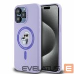 Aizmugurējais vāciņš Karl Lagerfeld  Karl Lagerfeld Silicone Karl&Choupette Heads Ring MagSafe Case for iPhone 15 Pro Max - Purple 
