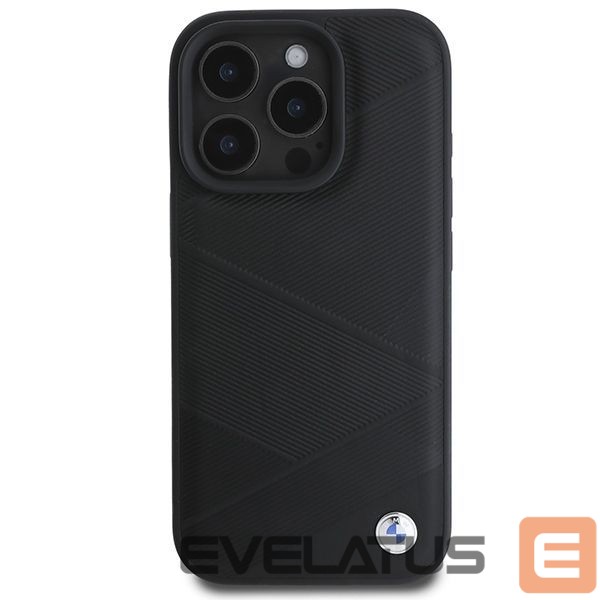 Cits mobilo telefonu aksesuārs BMW BMW Signature Leather Crossing Lines Pattern iPhone 16 Pro Case - Black
