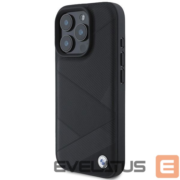Cits mobilo telefonu aksesuārs BMW BMW Signature Leather Crossing Lines Pattern iPhone 16 Pro Case - Black
