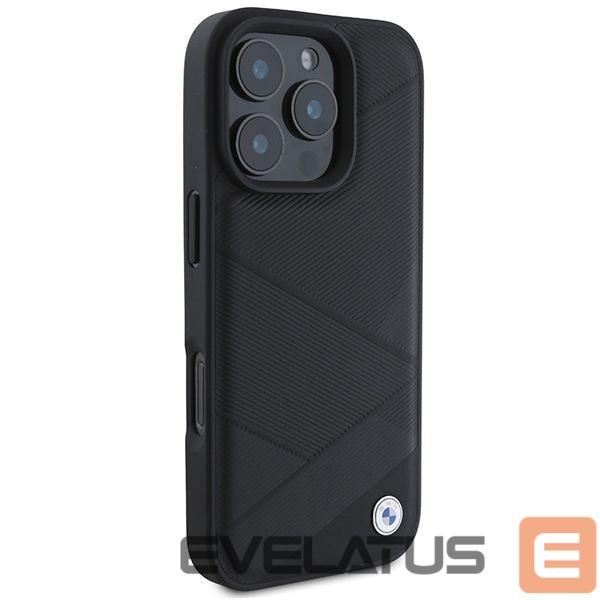 Cits mobilo telefonu aksesuārs BMW BMW Signature Leather Crossing Lines Pattern iPhone 16 Pro Case - Black