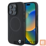 Cits mobilo telefonu aksesuārs BMW  BMW Signature Leather Half Textured & Circle MagSafe case for iPhone 16 Pro - black 