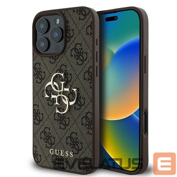 Cits mobilo telefonu aksesuārs Guess Guess 4G Big Logo iPhone 16 Pro Case - Brown