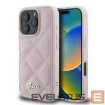 Cits mobilo telefonu aksesuārs Guess  Guess Quilted Metal Logo iPhone 16 Pro Case - Pink