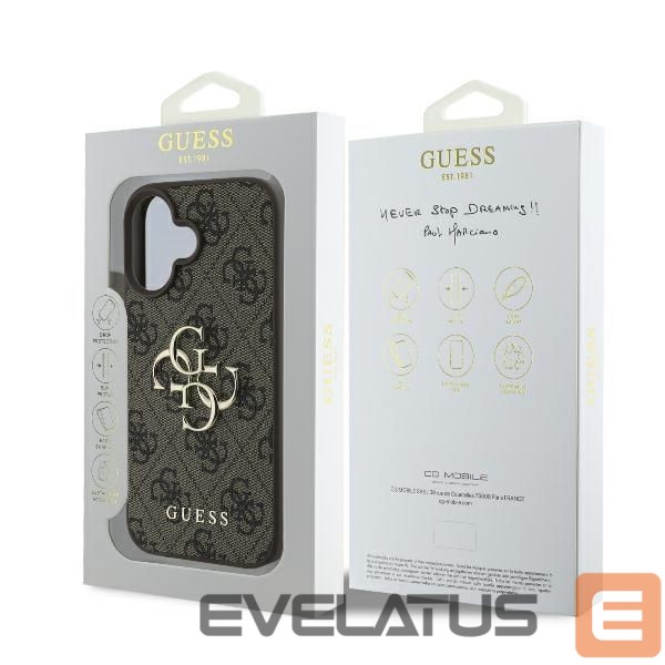 Cits mobilo telefonu aksesuārs Guess Guess 4G Big Logo iPhone 16 Case - Brown