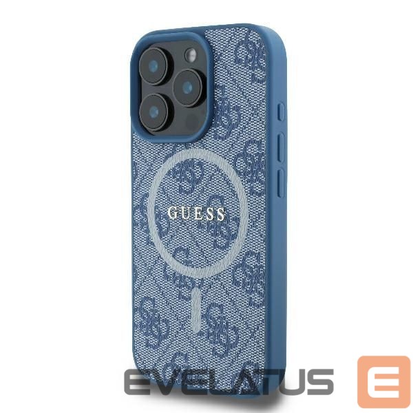 Cits mobilo telefonu aksesuārs Guess Guess 4G Ring Classic Logo MagSafe iPhone 16 Pro Case - Blue