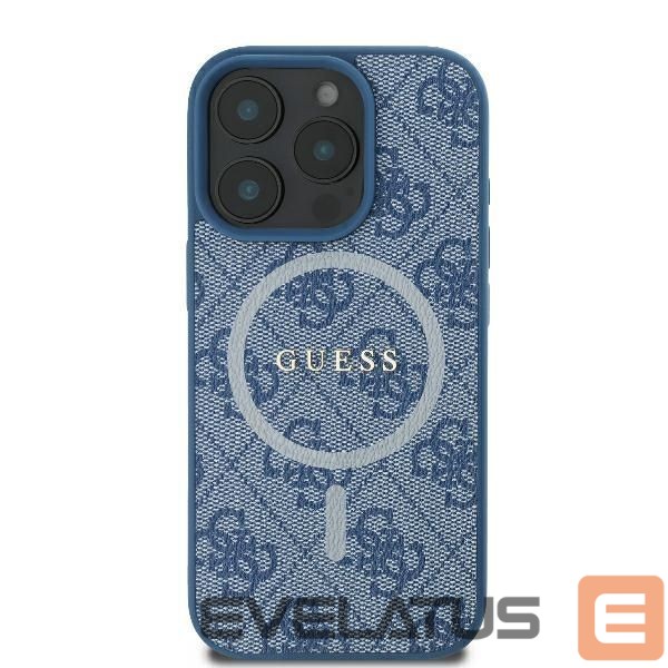 Cits mobilo telefonu aksesuārs Guess Guess 4G Ring Classic Logo MagSafe iPhone 16 Pro Case - Blue