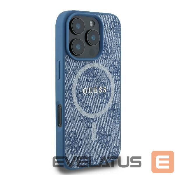 Cits mobilo telefonu aksesuārs Guess Guess 4G Ring Classic Logo MagSafe iPhone 16 Pro Case - Blue
