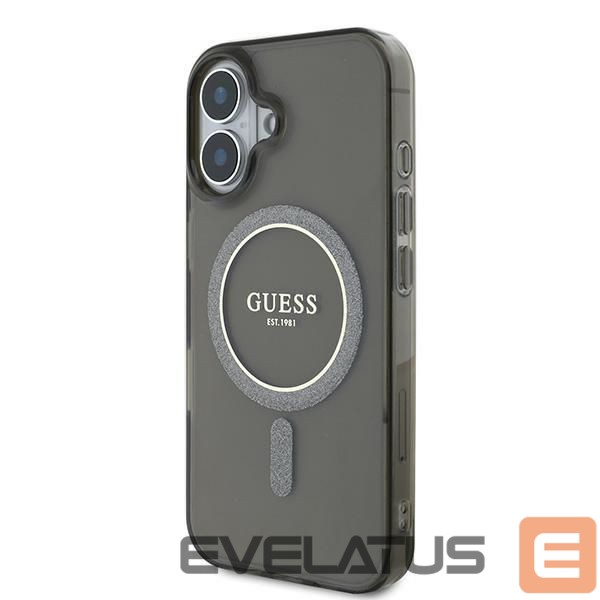 Cits mobilo telefonu aksesuārs Guess Guess IML Glitter Circle MagSafe case for iPhone 16 - black