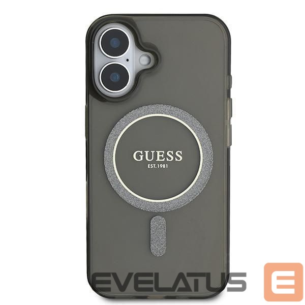 Cits mobilo telefonu aksesuārs Guess Guess IML Glitter Circle MagSafe case for iPhone 16 - black