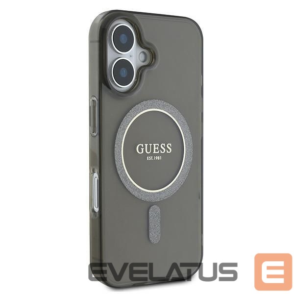 Cits mobilo telefonu aksesuārs Guess Guess IML Glitter Circle MagSafe case for iPhone 16 - black