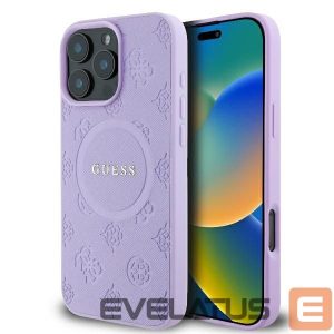 Cits mobilo telefonu aksesuārs Guess  Guess Saffiano Peony Classic Logo MagSafe iPhone 16 Pro Max Case - Purple