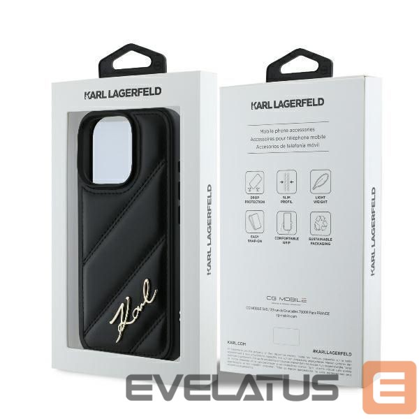 Cits mobilo telefonu aksesuārs Karl Lagerfeld Apple iPhone 16 Pro Quilted Signature Case Black