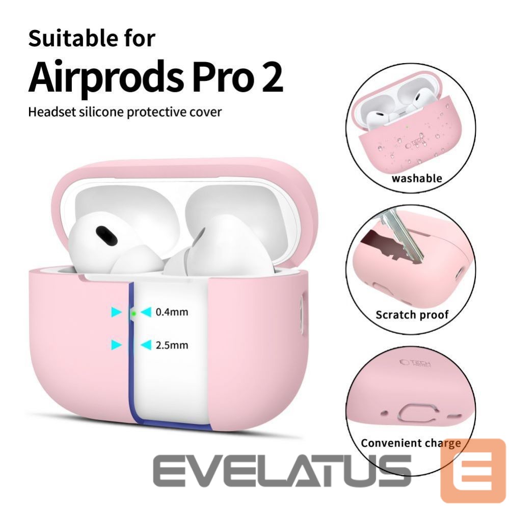 Cits mobilo telefonu aksesuārs Tech-Protect Tech-Protect Silicone Case for Apple AirPods Pro 1 / 2 - Pink