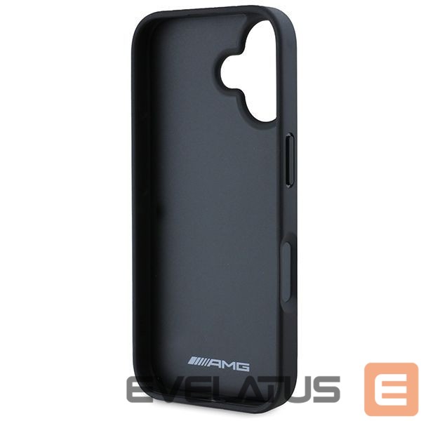 Cits mobilo telefonu aksesuārs Mercedes-Benz AMG Leather Debossed Lines Black Logo iPhone 16 Case - Black