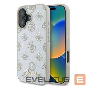 Cits mobilo telefonu aksesuārs Guess  Guess Peony Script Logo MagSafe iPhone 16 Case - White