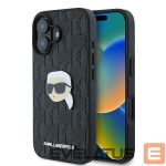 Cits mobilo telefonu aksesuārs Karl Lagerfeld  Karl Lagerfeld Monogram Karl Head Pin iPhone 16 Case - Black 