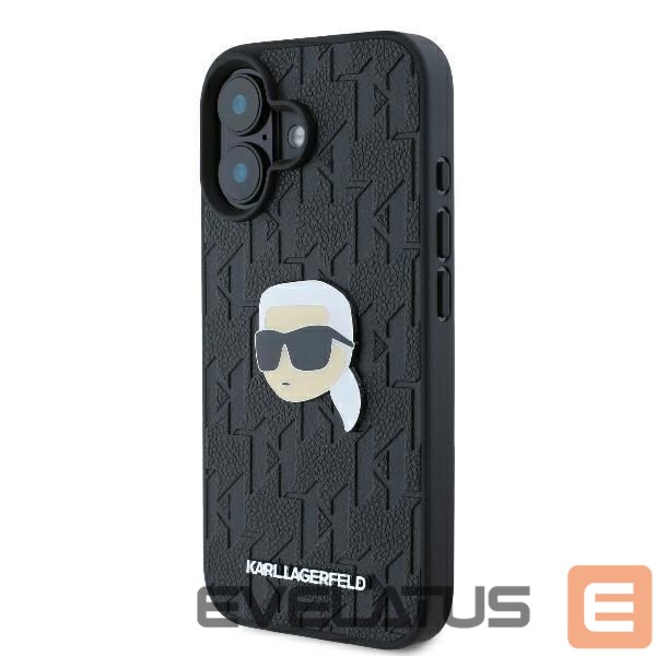 Cits mobilo telefonu aksesuārs Karl Lagerfeld Karl Lagerfeld Monogram Karl Head Pin iPhone 16 Case - Black