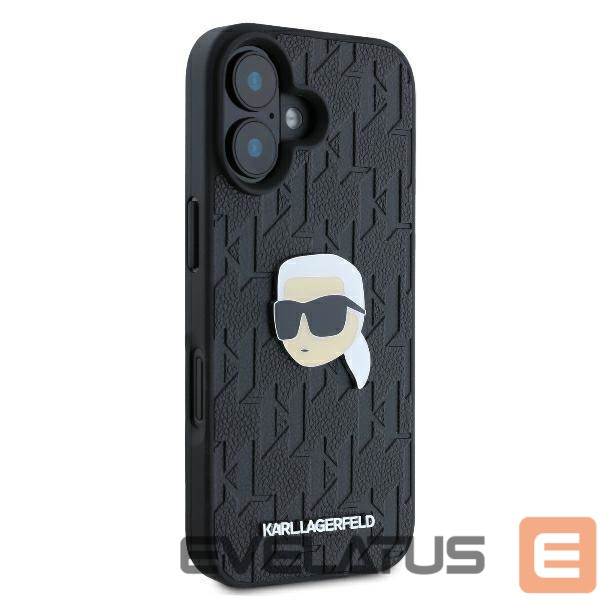 Cits mobilo telefonu aksesuārs Karl Lagerfeld Karl Lagerfeld Monogram Karl Head Pin iPhone 16 Case - Black