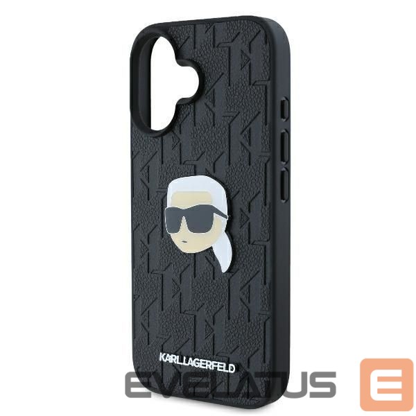 Cits mobilo telefonu aksesuārs Karl Lagerfeld Karl Lagerfeld Monogram Karl Head Pin iPhone 16 Case - Black