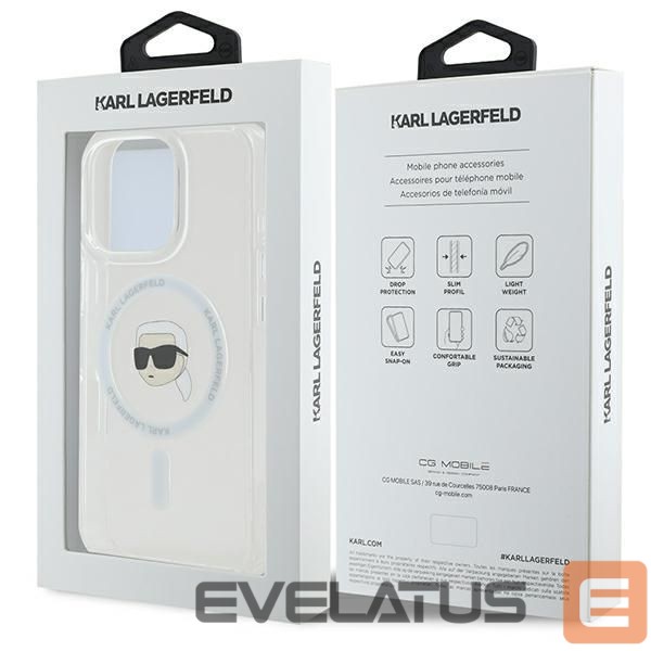 Cits mobilo telefonu aksesuārs Karl Lagerfeld Karl Lagerfeld IML Metal Karl Head MagSafe Case for iPhone 16 Pro - White