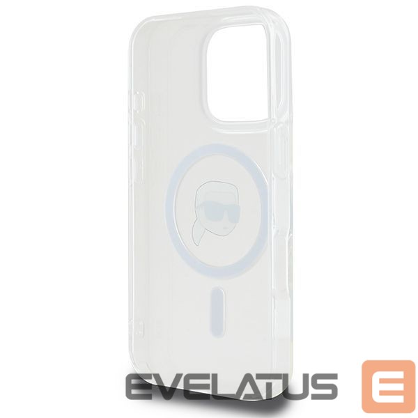 Cits mobilo telefonu aksesuārs Karl Lagerfeld Karl Lagerfeld IML Metal Karl Head MagSafe Case for iPhone 16 Pro - White
