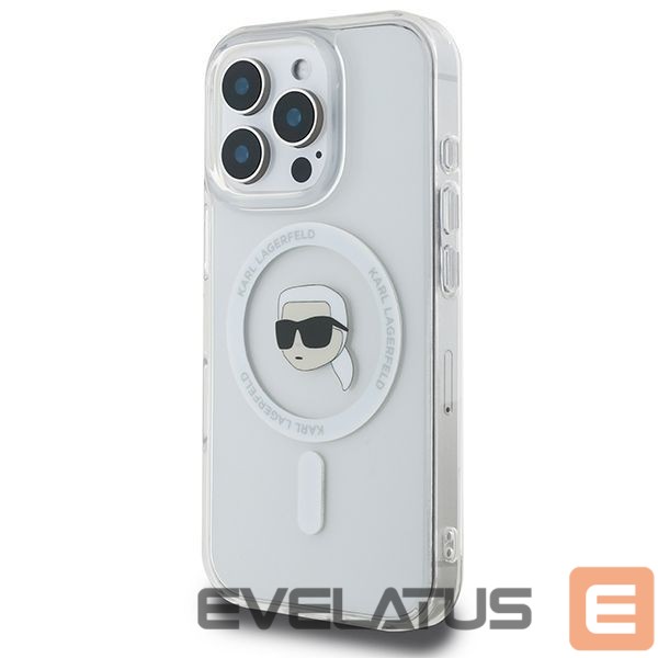 Cits mobilo telefonu aksesuārs Karl Lagerfeld Karl Lagerfeld IML Metal Karl Head MagSafe Case for iPhone 16 Pro - White