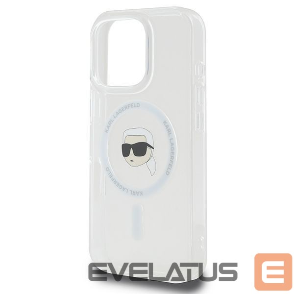 Cits mobilo telefonu aksesuārs Karl Lagerfeld Karl Lagerfeld IML Metal Karl Head MagSafe Case for iPhone 16 Pro - White