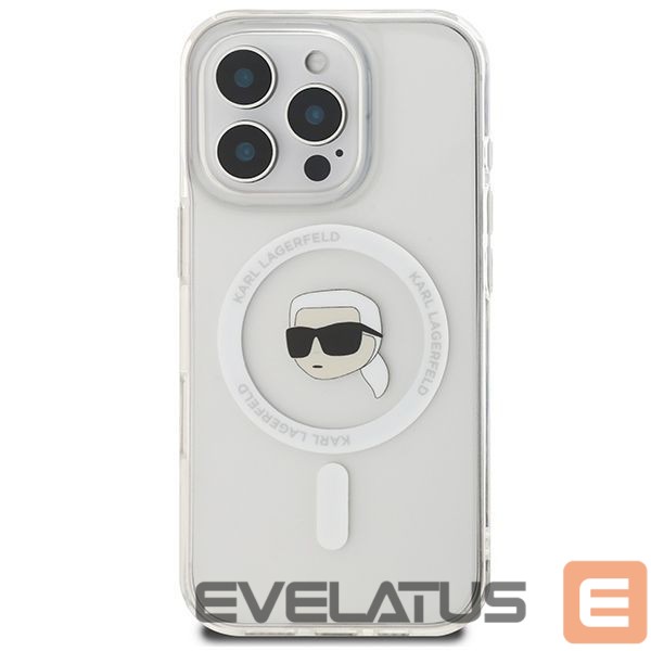 Cits mobilo telefonu aksesuārs Karl Lagerfeld Karl Lagerfeld IML Metal Karl Head MagSafe Case for iPhone 16 Pro - White