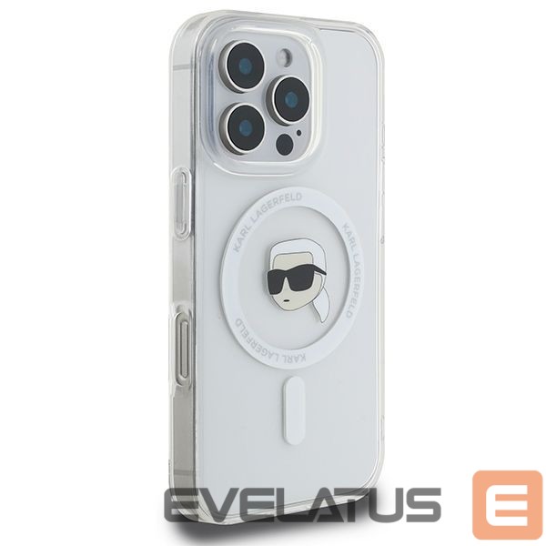 Cits mobilo telefonu aksesuārs Karl Lagerfeld Karl Lagerfeld IML Metal Karl Head MagSafe Case for iPhone 16 Pro - White