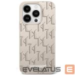 Cits mobilo telefonu aksesuārs Karl Lagerfeld  Karl Lagerfeld Leather Monogram Metal Logo MagSafe iPhone 16 Pro Case - Beige 