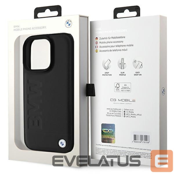 Cits mobilo telefonu aksesuārs BMW BMW Leather Hot Stamp iPhone 16 Pro Max Case - Black