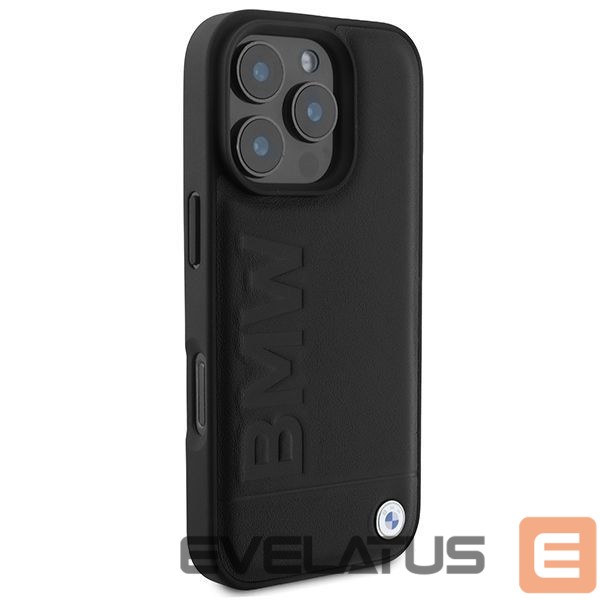 Cits mobilo telefonu aksesuārs BMW BMW Leather Hot Stamp iPhone 16 Pro Max Case - Black