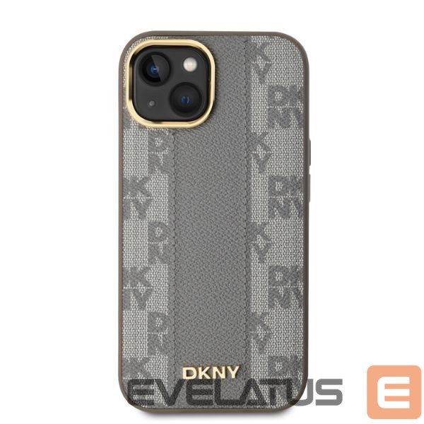 Cits mobilo telefonu aksesuārs DKNY DKNY Leather Checkered Mono Pattern MagSafe iPhone 14 Case - Beige