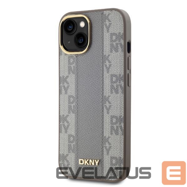 Cits mobilo telefonu aksesuārs DKNY DKNY Leather Checkered Mono Pattern MagSafe iPhone 14 Case - Beige