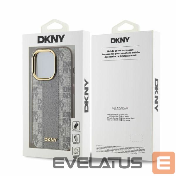 Cits mobilo telefonu aksesuārs DKNY DKNY Leather Checkered Mono Pattern MagSafe iPhone 15 Pro Case - Beige