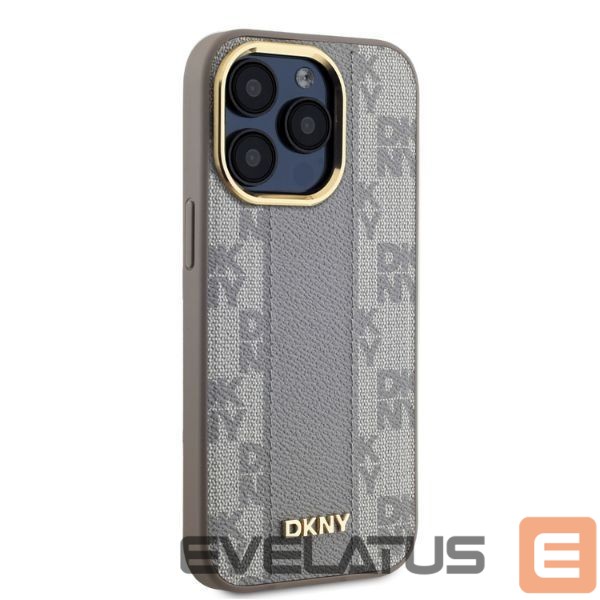 Cits mobilo telefonu aksesuārs DKNY DKNY Leather Checkered Mono Pattern MagSafe iPhone 15 Pro Case - Beige
